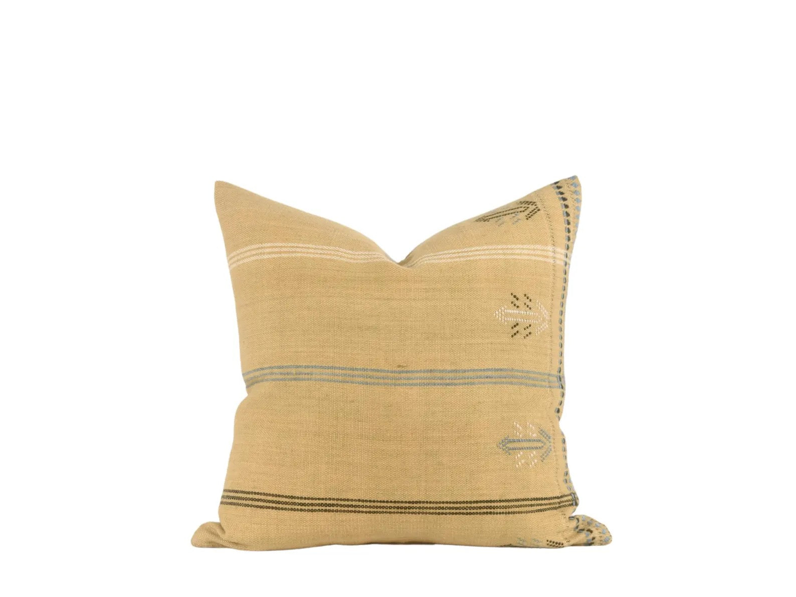 Hand Woven Wool Pillow: Brown Striped Vintage Throw Pillow