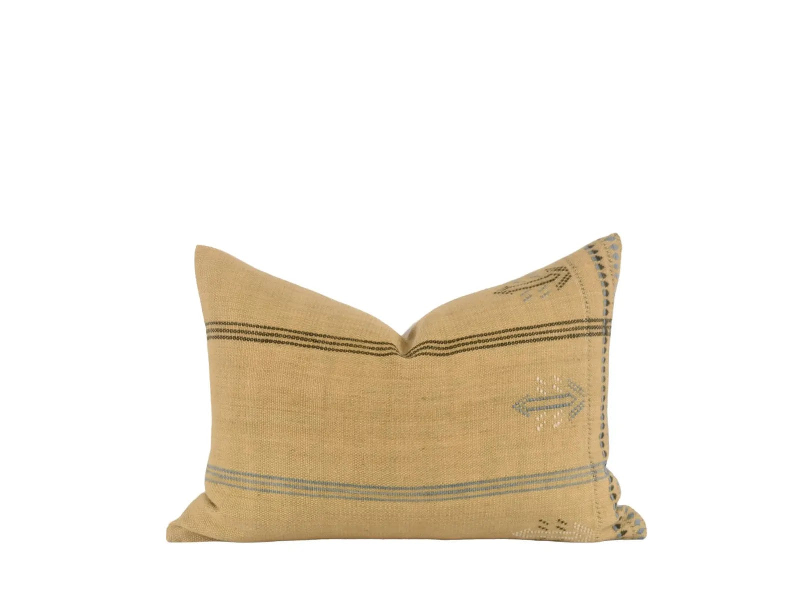 Hand Woven Wool Pillow: Brown Striped Vintage Throw Pillow